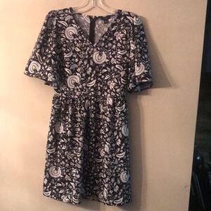 Ann Taylor Factory Floral Black and White Dress Size 0P